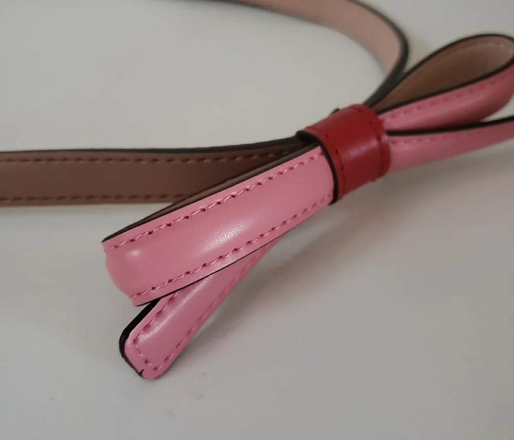 Kate Spade Bow Accent Adjustable Women's Belt in Pink and Brown, Large